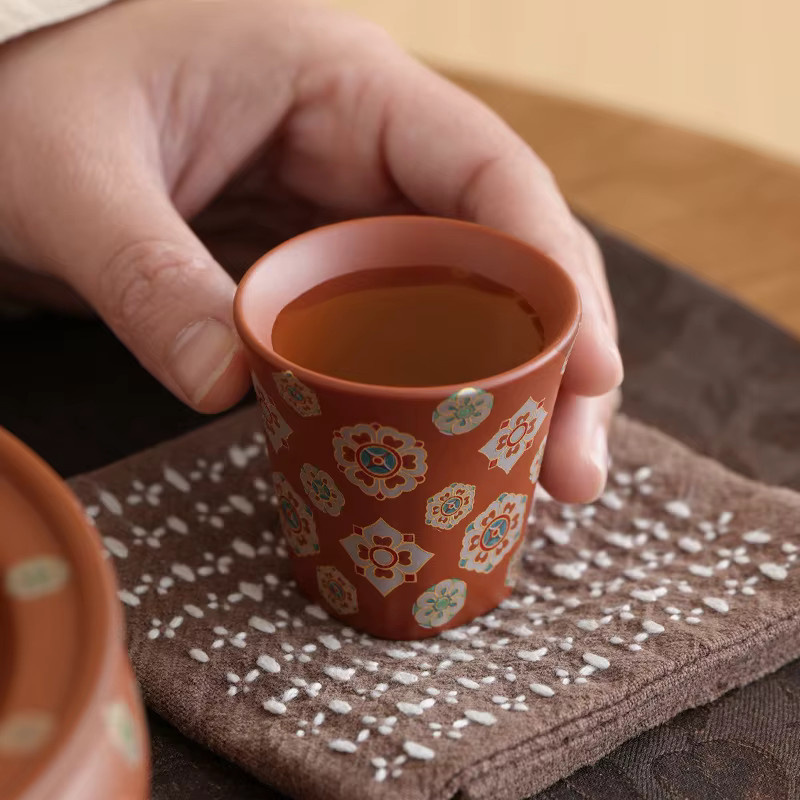 Zhuni Ton Gongfu Tee-Set aus Keramik mit Blumenmuster in Lila für deine Teezeremonie - Bild 2