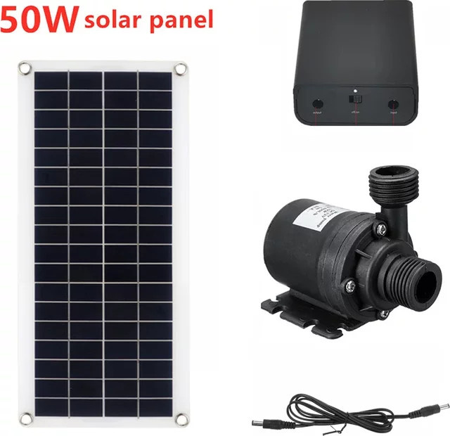 Solarpanel Kit mit bürstenloser Wasserpumpe für Teich und Pool, 800L/H Photovoltaik-Brunnen Set in Schwarz - Bild 1