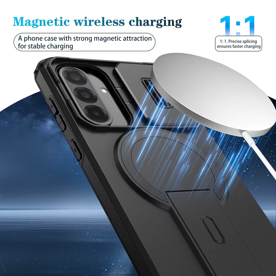 Schiebe-Kameralinsen-Schutz-Cover für Samsung Galaxy A15 A25 A35 A55 A16 A17 A26 A36 A37 A56 A57 in Schwarz und Rot mit kabelloser Ladefunktion - Bild 3