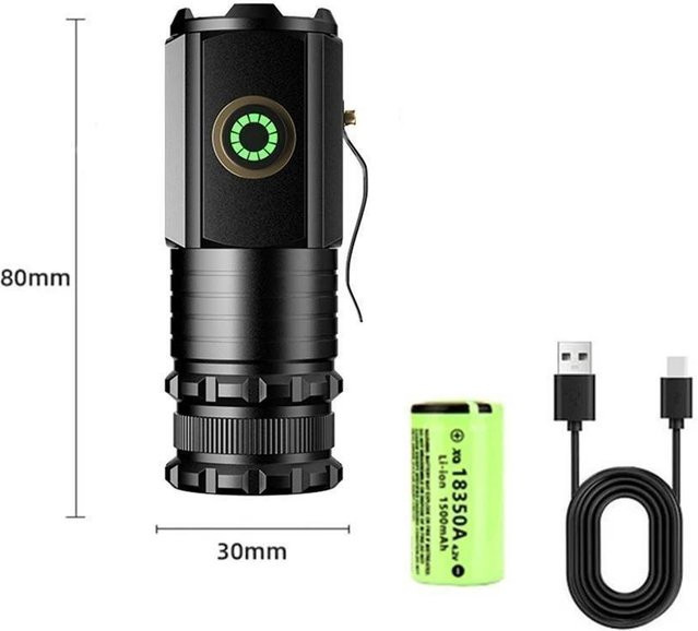 LIUXING LED-Taschenlampe mit 4000mAh Akku, wiederaufladbare Mini EDC COB taktische Taschenlampe mit Schwanzmagnet in Schwarz - Bild 1