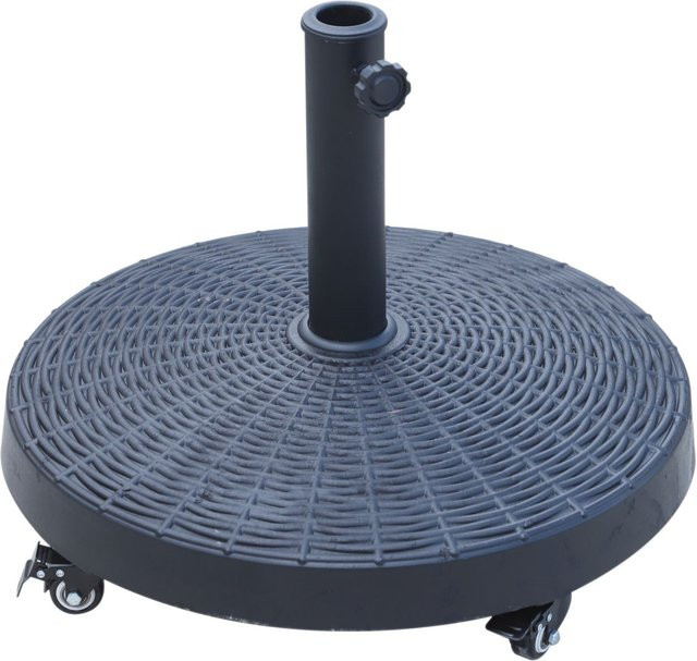Outsunny Sonnenschirmständer in Schwarz mit Rattanoptik aus Metall und Kunstharz, Durchmesser: 52 cm, Höhe: 41 cm - Bild 1