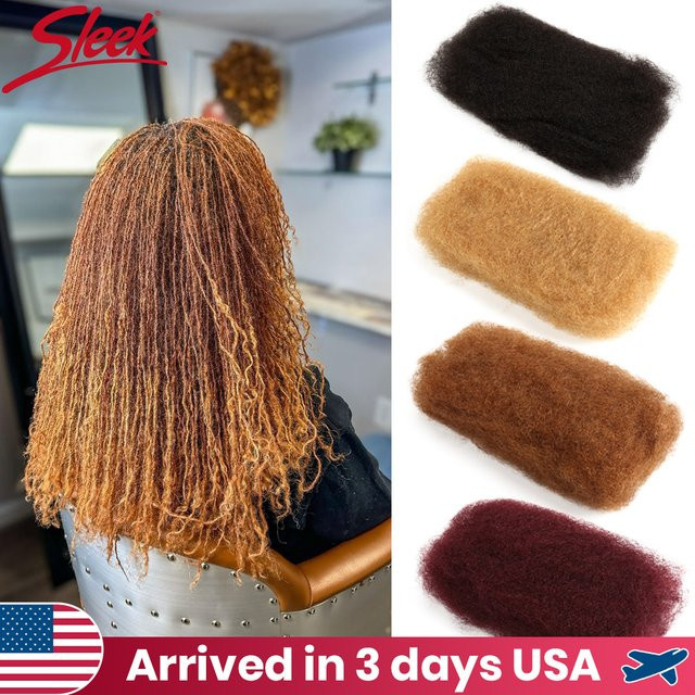 QVR Afro Kinky Bulk Hair, 30 braune Afro Curly Echthaar Remy, Herren - Bild 1