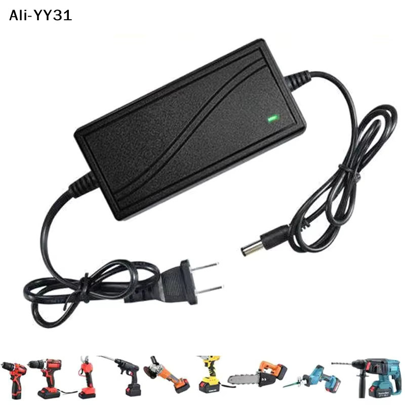 KOQZM Lithium-Ionen-Batterieladegerät 21V 2A mit Rundstecker in Schwarz für elektrische Werkzeuge wie Winkelschleifer und Sägen - Bild 3