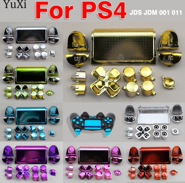 YuXi Ersatzteil-Set für PlayStation Dualshock 4 Controller in Rot mit Trigger-Tasten, D-Pad und ABXY-Tasten für JDS JDM 001 011 Gamepads - Bild 1