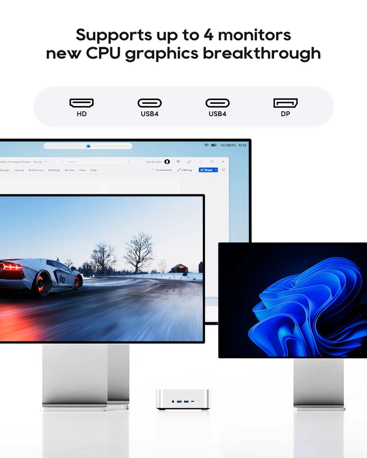 Aoostar MACO Mini-PC mit AMD Ryzen 7 8845HS Prozessor, Hochleistungs-Mini-Desktop-Computer in Silber - Bild 2