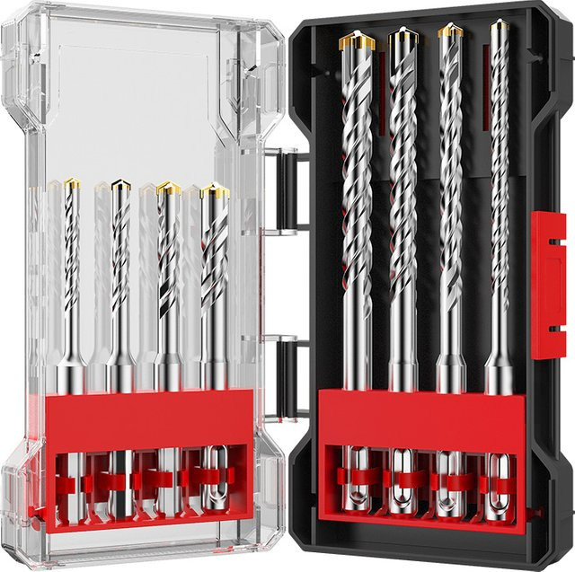 HUHAO 8-teiliges Set elektrischer Hammerbohrer mit 4-schneidigen Kreuz-Schlagbohrern für Beton, Zement, Wände und Mauerwerk - Bild 1