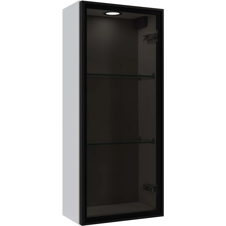 Pelipal Vitrinen-Wandschrank Quantum 05 Weiß Glänzend mit LED-Beleuchtung und Rauchglas, Breite: 30 cm - Bild 2