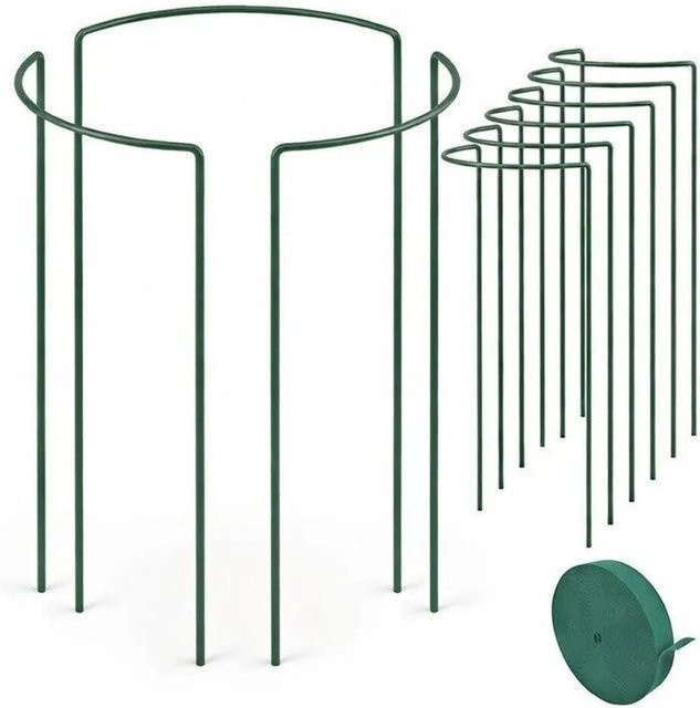 TTL GARDEN Strauchstütze Set aus Metall in Grün für Sträucher Stauden und Rosen inklusive 10m Klettband, 6er Set, Höhe: 120 cm, Breite: 40 cm - Bild 1