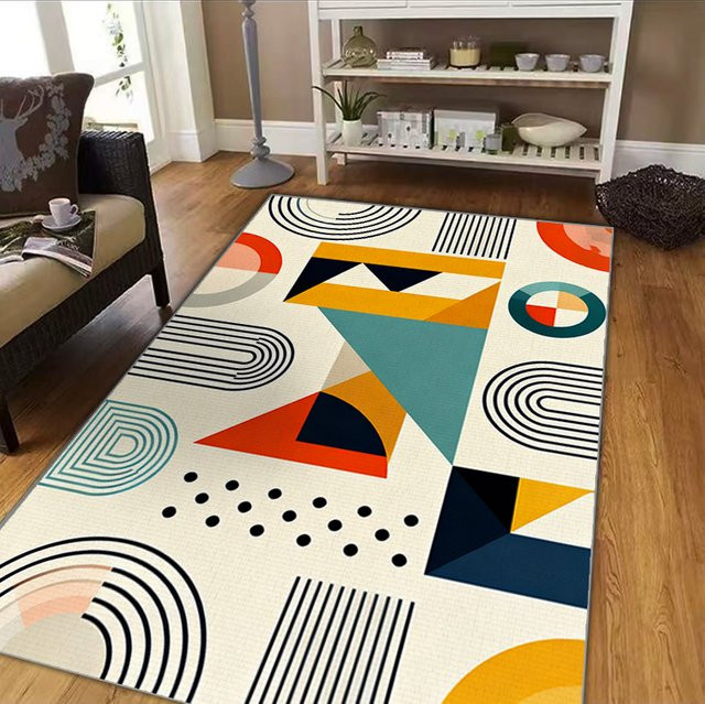VIKAMA Rutschfester Teppich mit abstraktem geometrischem Design in Multicolour für Wohnzimmer und Küche, Rechteckig, B/T: 60 x 40 cm - Bild 1