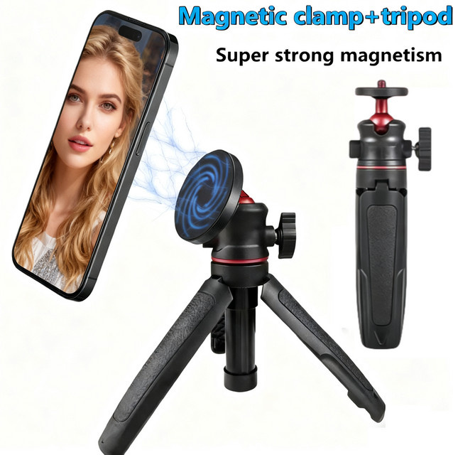 FANGTUOSI Magnetischer Handyhalter für MagSafe mit 1/4'' und 3/8'' Arri Gewinde, Stativhalterungsadapter für iPhone, Samsung, Huawei und Xiaomi, Schwarz - Bild 1