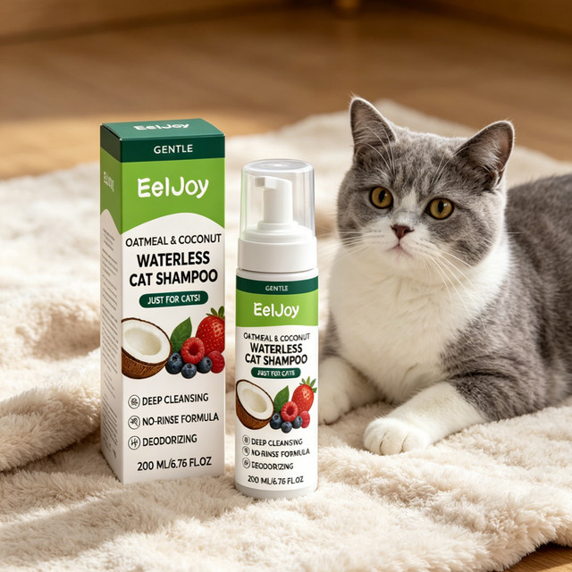 EelJoy Wasserloses Katzenshampoo zur Tiefenreinigung und Geruchsentfernung mit beruhigender Hautpflege, 200ml - Bild 1