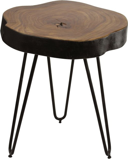Beistelltisch BAGLI aus Sheesham Holz in Braun und Schwarz mit Live Edge Design, B/T/H: 35 x 35 x 46 cm - Bild 1