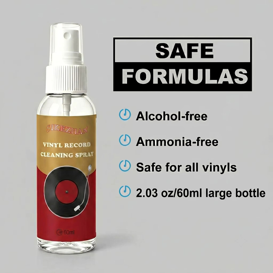 SIKEZHAN Vinyl-Schallplatten-Reinigungsspray 60ml Antistatischer Staub- und Schmutzentferner Transparent - Bild 2