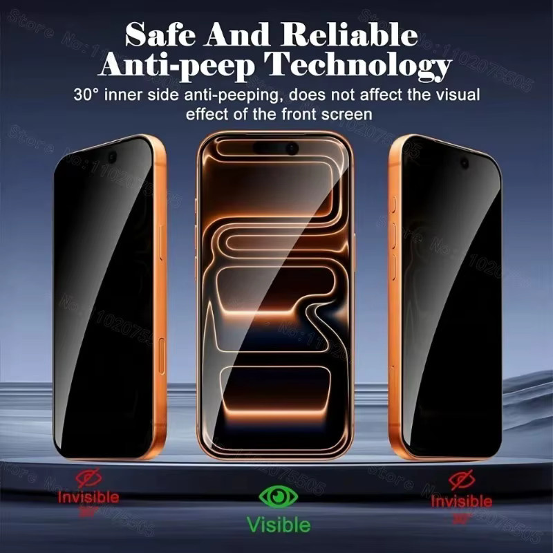3er-Pack HD Blickschutz Panzerglas Displayschutzfolie für Apple iPhone 17e 17 16 15 14 13 12 11 Pro Max Plus in Transparent mit Anti-Spy Funktion - Bild 2