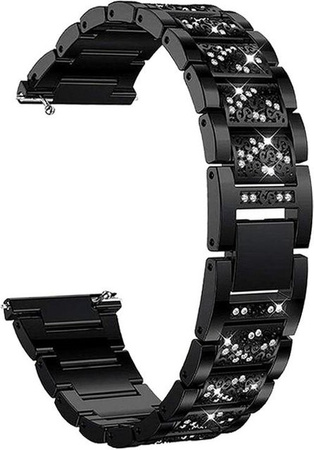 Armband Damen, Edelstahl, Schwarz, Zirkonia