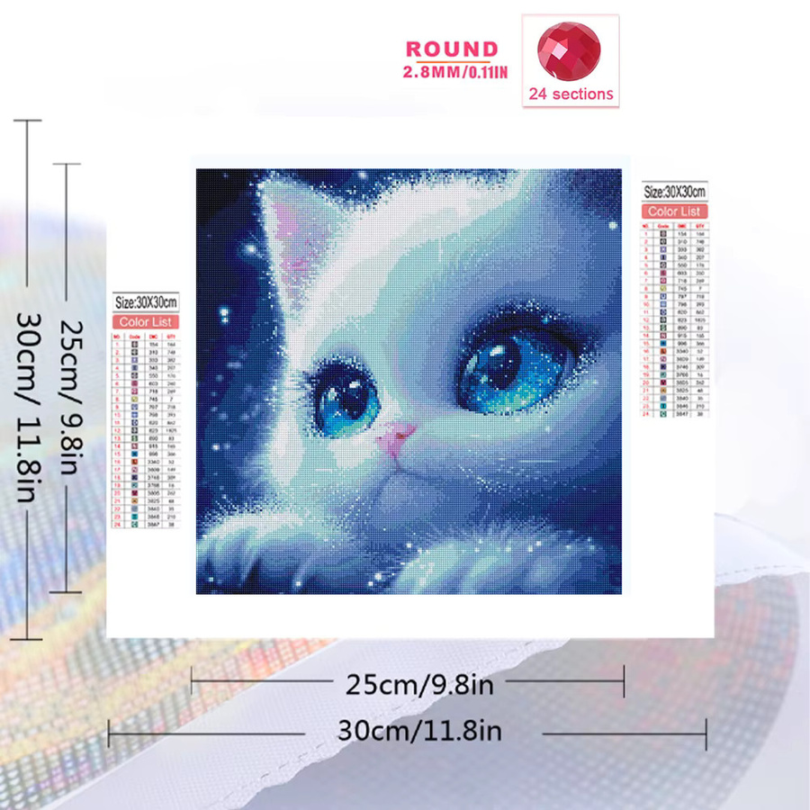 EverShine DIY Diamant-Stickerei Katze als 5D Mosaik-Strass-Bild für Kunsthandwerk B: 20 cm, H: 20 cm - Bild 2