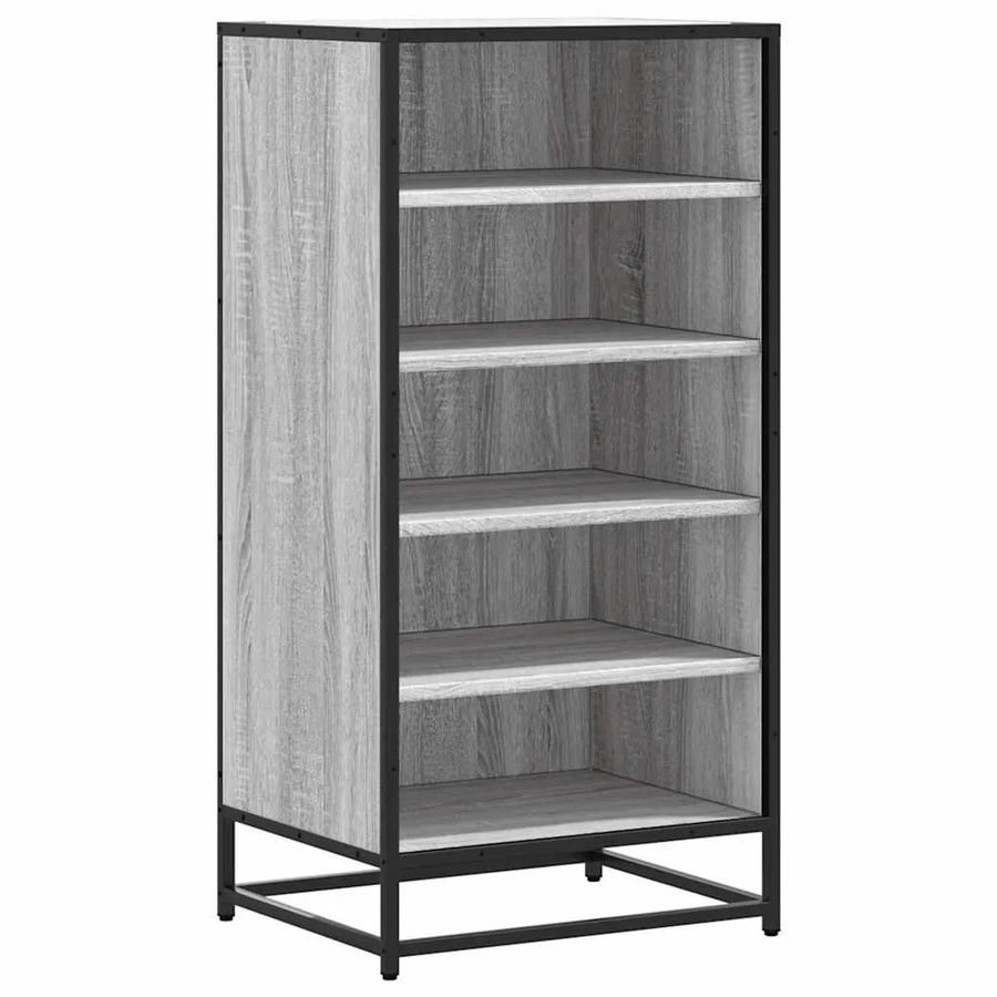 vidaXL Schuhregal Grau mit Gitterdesign aus Holzwerkstoff und Metall, B/T/H: 48 x 38 x 97,5 cm - Bild 2