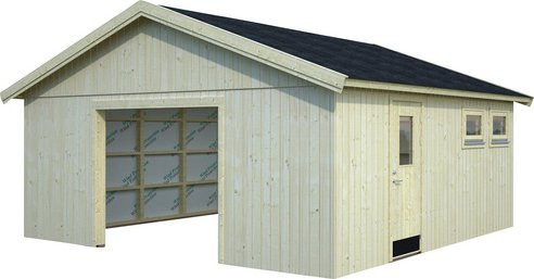 Palmako Holzgarage Andre mit Satteldach aus Fichte in Natur/Beige, B/T: 557 x 576 cm - Bild 3