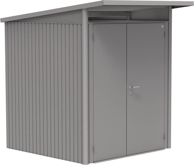 Biohort Gerätehaus AvantGarde aus Stahl mit Doppeltür und Pultdach in Quarzgrau-metallic, B/T/H: 174 x 174 x 218 cm - Bild 1