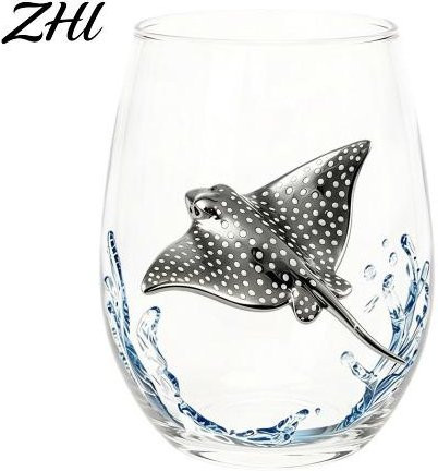 GETIFIT Stiellose Weingläser aus Borosilikat-Glas mit Meeresleben-Muster, Transparent, 420 ml - Bild 1