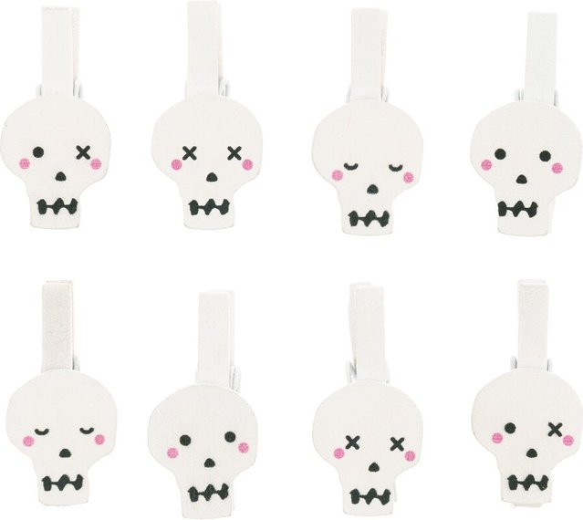 Rico Design Holzclips Totenkopf Mix in Weiß, 8 Stück - Bild 1
