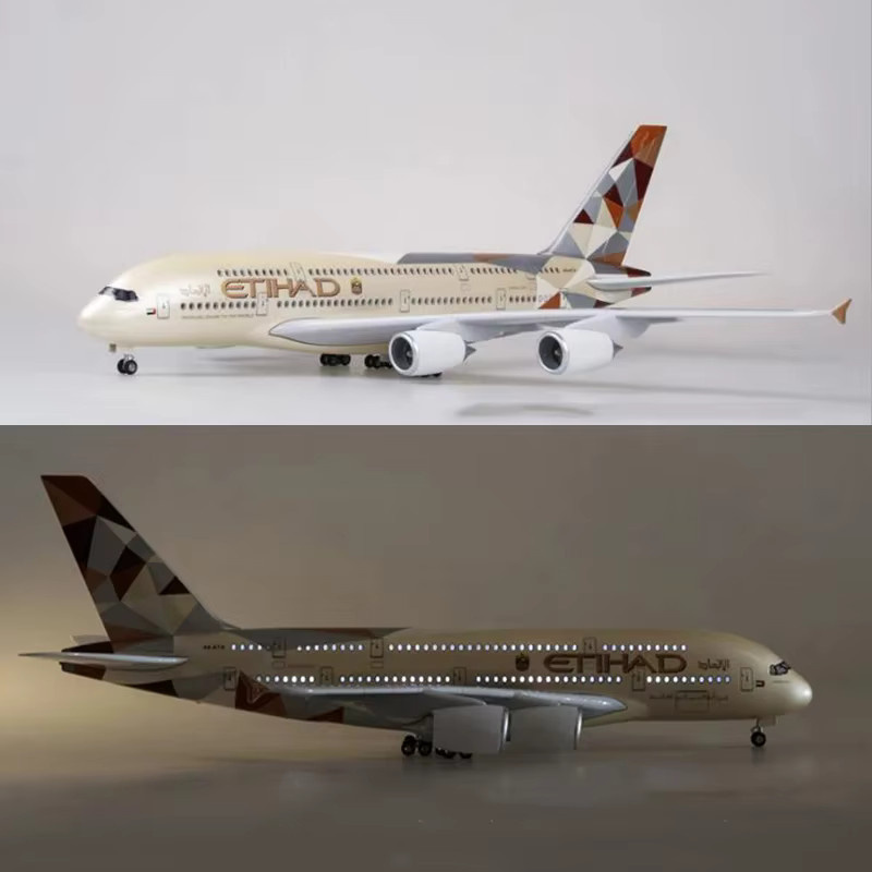 ZOCO A380 Etihad Airline Modell, 1/160 Maßstab, mit Licht und Rädern - Bild 4