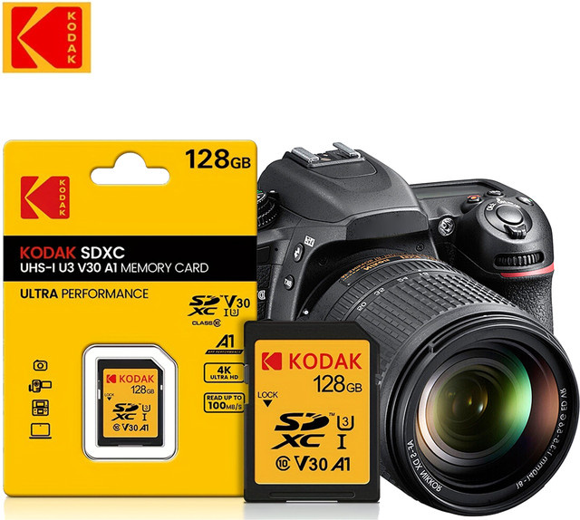 Kodak Professionelle SDXC SDHC Speicherkarte Class10 U1 U3 V30 V60 in Schwarz für Kamera und 4K-Aufnahmen - Bild 1