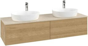 V&B Waschtischunterschrank Antao mit Beleuchtung, Farbe Eiche Honig, B/T: 160 x 50 cm - Bild 1