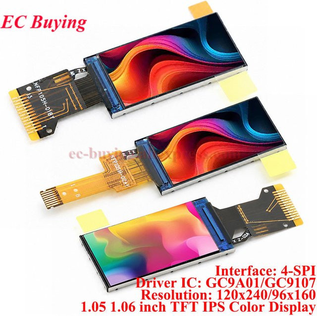EC Buying IPS TFT LCD Displaymodul 1,05 Zoll und 1,06 Zoll Bildschirm mit GC9A01/GC9107 Treiber und SPI-Schnittstelle in Multicolour - Bild 1