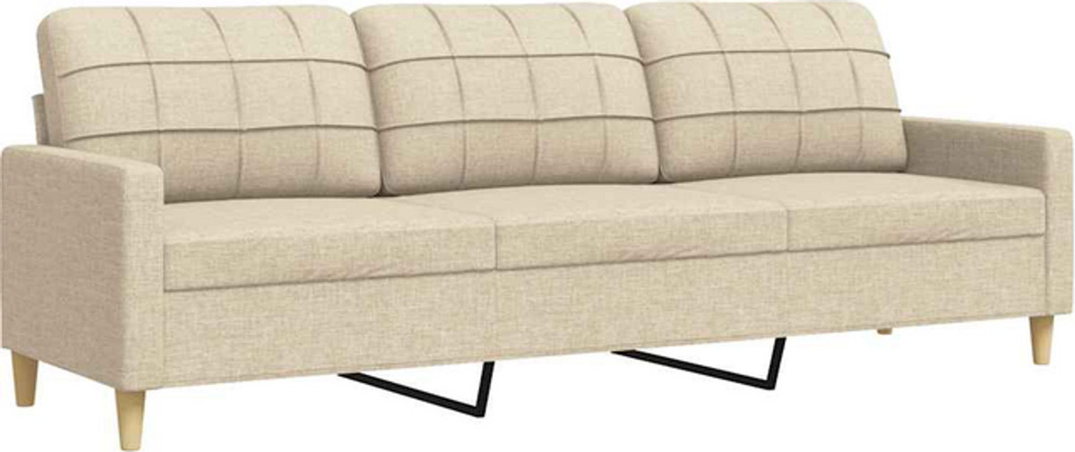Vidaxl 3-Sitzer-Sofa in Beige, modernes skandinavisches Design aus Stoff und Metall, Breite: 210 cm - Bild 1