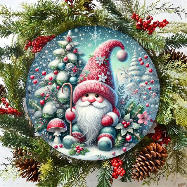 Potdemiel Weihnachtszwerg-Schild aus Eisen und Aluminium in Schwarz als festliche Wanddekoration für Zuhause, Bar oder Café - Bild 1
