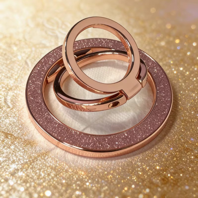 WSSHE Magnethalter für Mobiltelefone, schillernder klappbarer Ringhalter und doppelseitiger Magnetständer in Gold - Bild 3