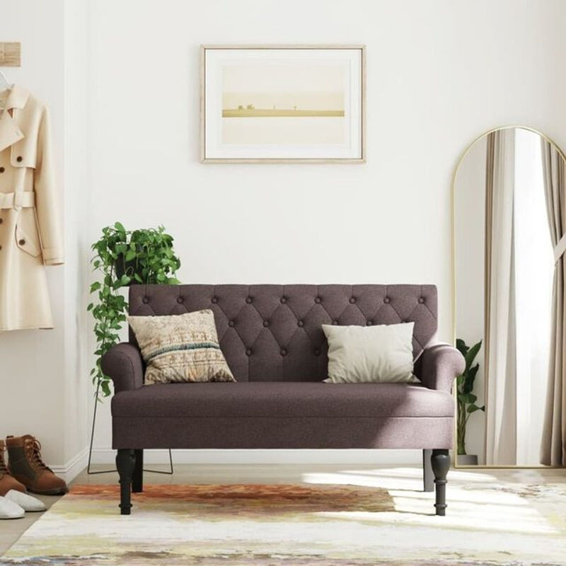 Vidaxl Sitzbank mit Rückenlehne aus Stoff in Braun, B/T/H: 120 x 62 x 75,5 cm - Bild 1
