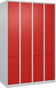 C+P Schließfachschrank Classic PLUS mit 4 Abteilen in Lichtgrau und Verkehrsrot, B/T/H: 120 x 50 x 185 cm - Bild 1