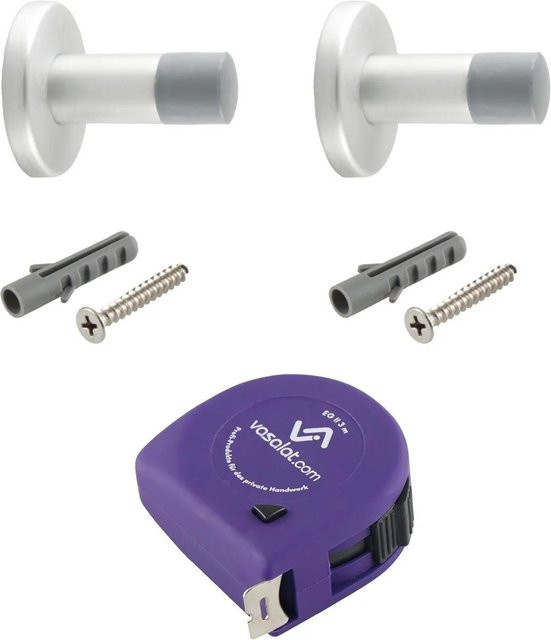 vasalat Set Türstopper Wandmontage mit Dämpfer in Alu Silber, Durchmesser: 20 mm, Länge: 60 mm - Bild 1