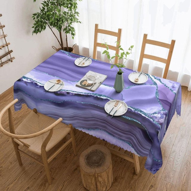 Wasserabweisende und ölabweisende Tischdecke von JMG Household Supplies mit abstraktem Marmormuster in Grau, Kupfer, Schwarz und Gold, B/T: 137 x 183 cm - Bild 1