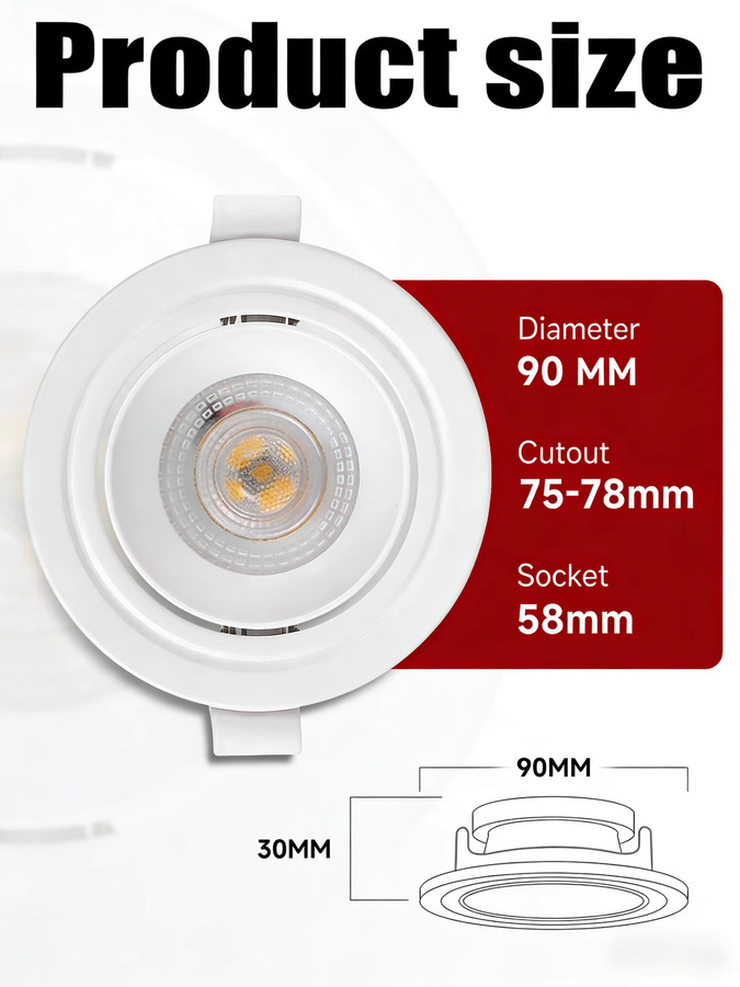 LANGYUE LED-Downlight GU10 Einbau-Deckenleuchte, runde LED-Panel-Einbaustrahler in Weiß für dein Wohnzimmer - Bild 4