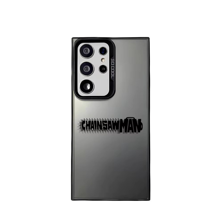 Silberne Silikon Handyhülle im Chainsaw Man Design für Samsung Galaxy S25 Edge S24 S23 S22 S21 S20 Ultra mit Denji und Makima Motiv - Bild 5