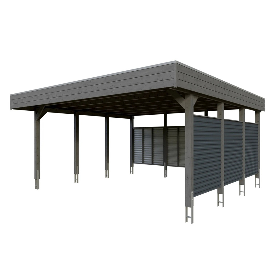 Skan Holz Doppelcarport Friesland Set 13 Schiefergrau B/T: 557 x 555 cm mit Rück- und Seitenwand - Bild 2