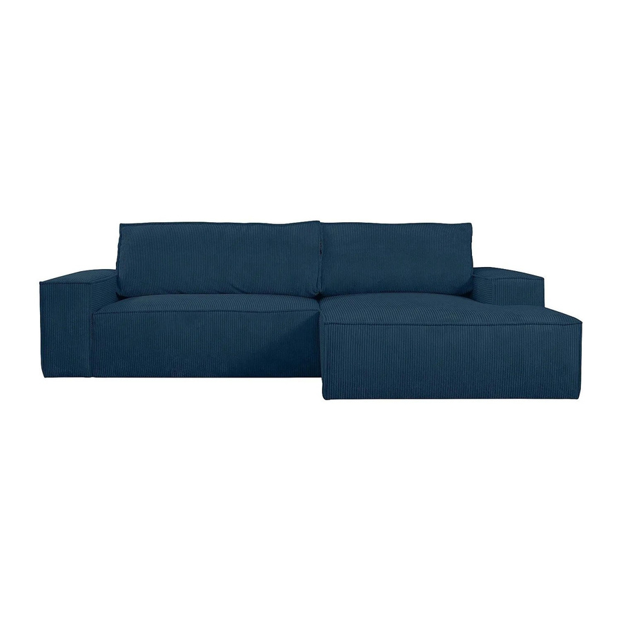 Vente-unique Schlafsofa Amelia in Blau mit Cord-Bezug und L-Form - Bild 2