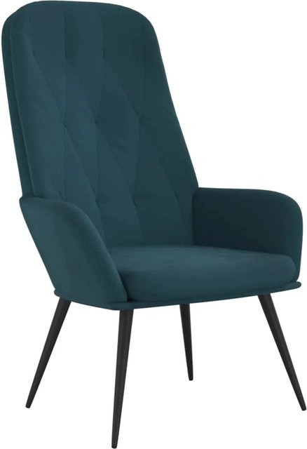 vidaXL Relaxsessel Blau aus Samt mit Metallrahmen und Armlehnen - Bild 1