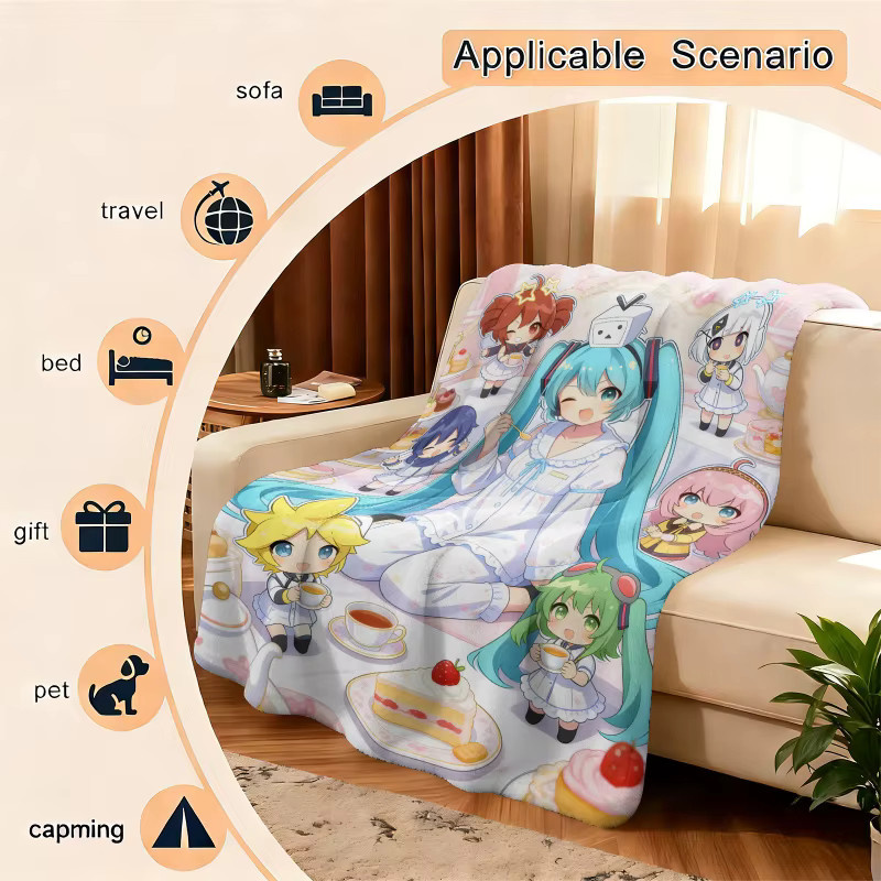 Hatsune Miku Flanell-Fleeceblanke in Multicolour für Anime-Fans - Bild 4
