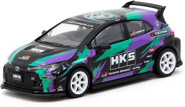 Tarmac Works Toyota GR Corolla HKS Modellauto 1/64 schwarz - Bild 1