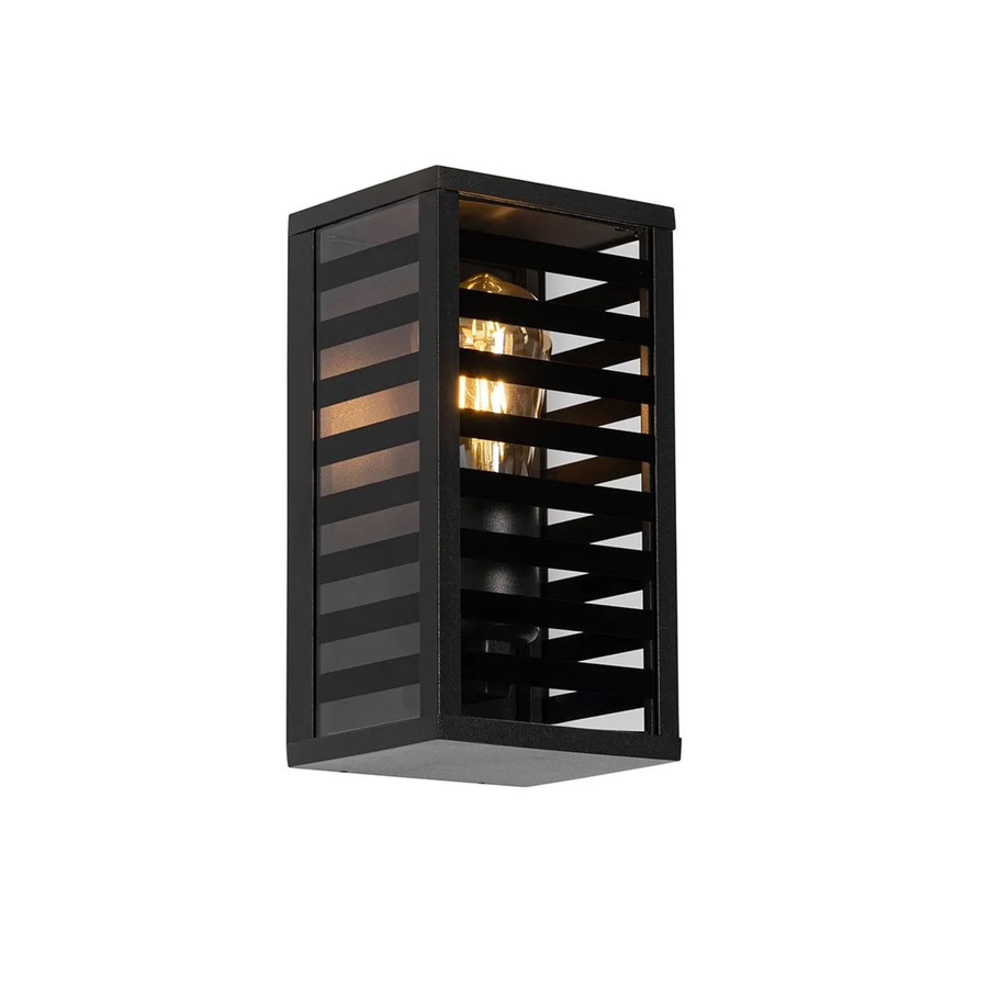 QAZQA Reims Moderne Außenwandleuchte Schwarz aus Aluminium und Glas mit Rauchglas, IP44, E27, Höhe: 26 cm - Bild 2
