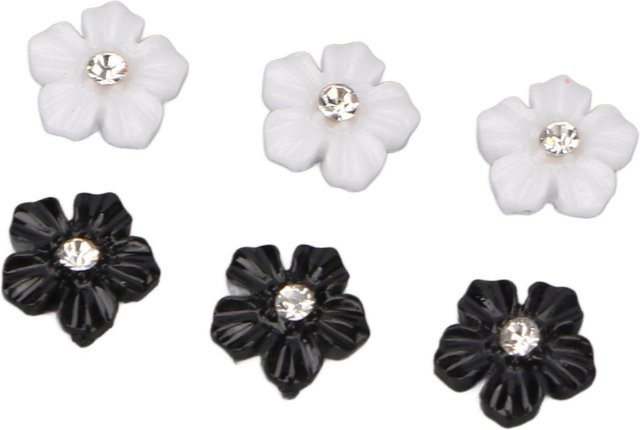 Koogeelife 3D Blumen Nagelkunst Dekorationen, Schwarz Weiß, Glänzend - Bild 1