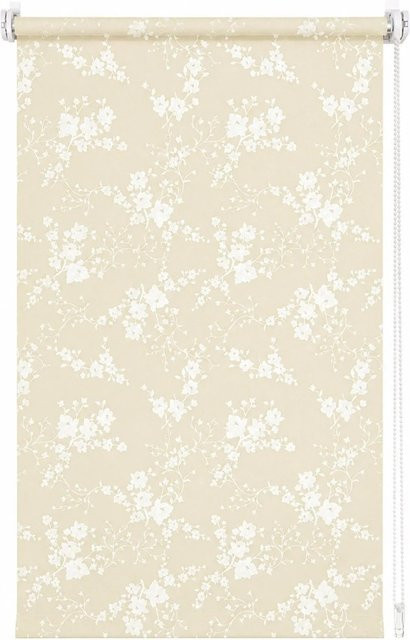 Sekey Seitenzugrollo ohne Bohren, blickdichtes Sichtschutzrollo mit Blumenmuster in Beige, Breite: 95 cm, Höhe: 150 cm - Bild 1