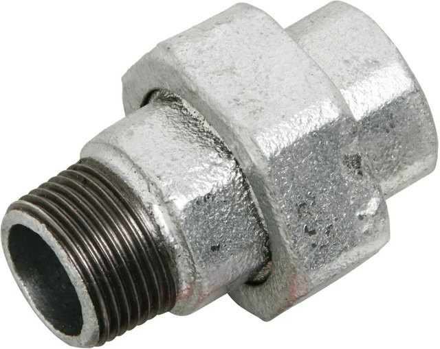 LUX-TOOLS Übergangsverschraubung AG 33,3 mm (R 1) x IG 30,3 mm (Rp 1), verzinkt, silber - Bild 1