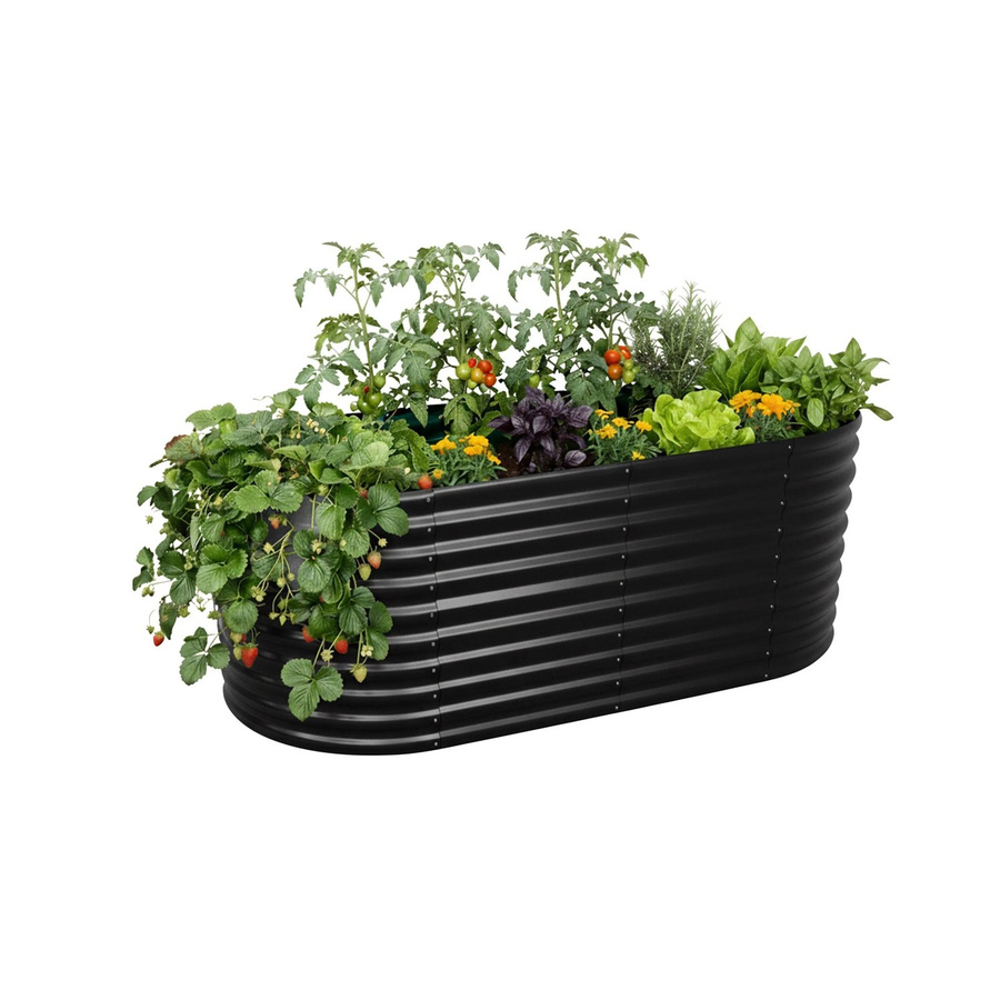 Relaxdays Hochbeet aus Metall in Schwarz, Halbrund, B: 160 cm, T: 80 cm, H: 80 cm - Bild 2
