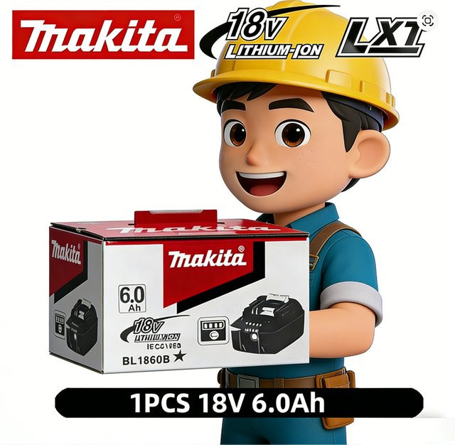 Makita Lithium-Ionen-Ersatzakku 18V 6000mAh in Schwarz für BL1860 BL1830 BL1850 BL1860B - Bild 1