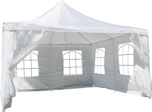 VCM Pavillon Gartenzelt und Partyzelt aus Metall in Weiß B/H/L: 400 x 200 x 400 cm mit wasserabweisender PE-Plane - Bild 1